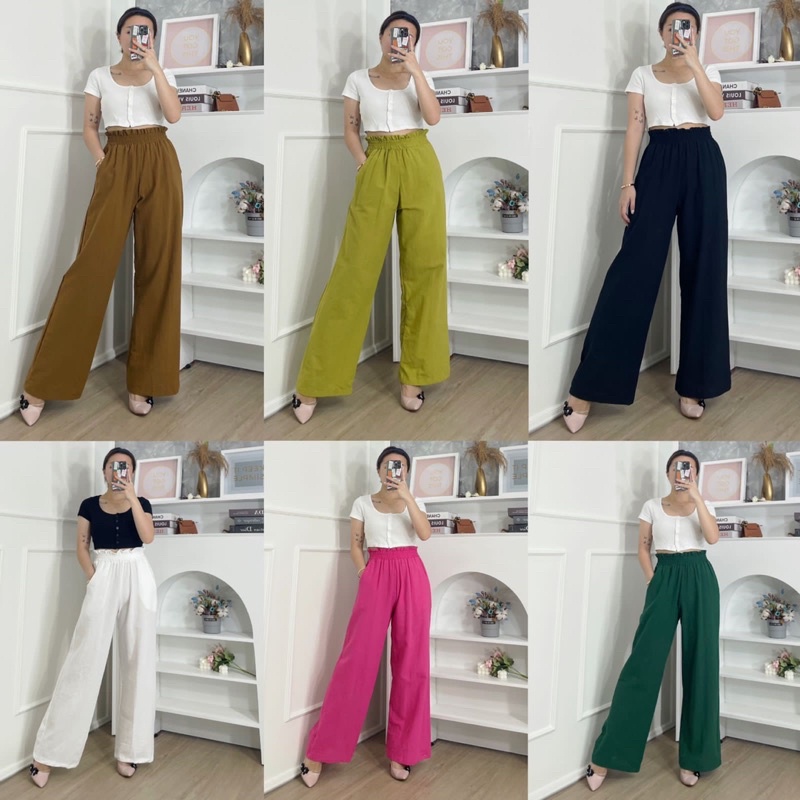 Jane Highwaist Cullote Linen Pants ( Celana Best Seller )