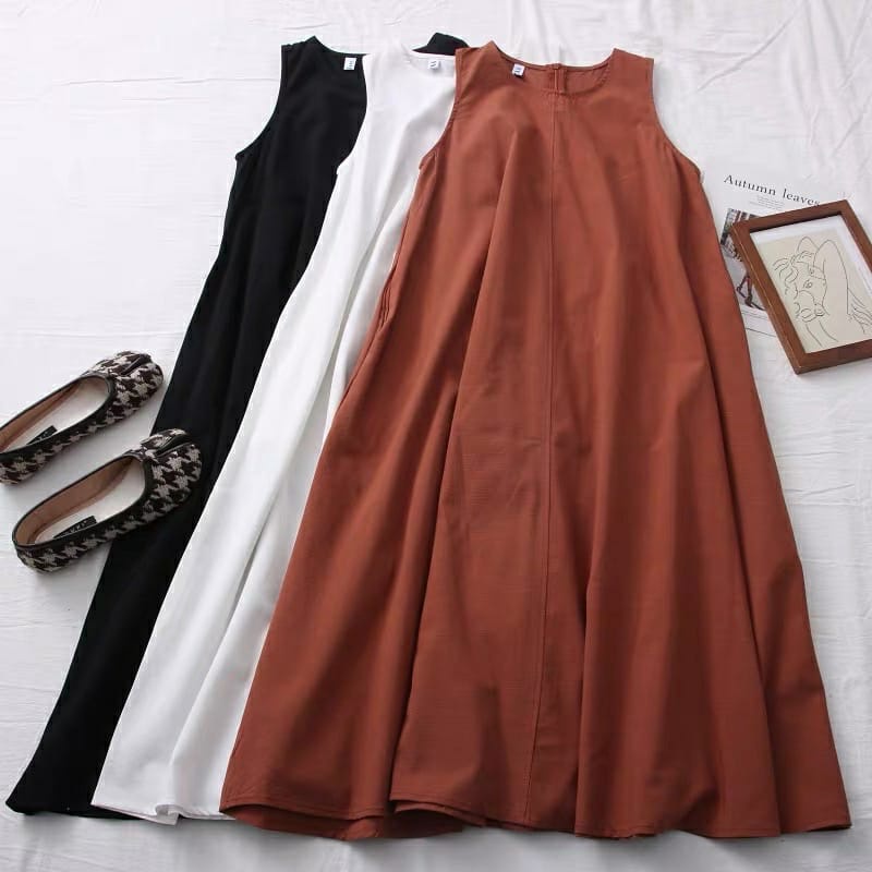 Tq88indonesia Dress Wanita  / Dress  FIONA OVERSIZE MAXI / Dress Panjang Terbaru / Dress Maxy Polos / Dress Lengan Buntung