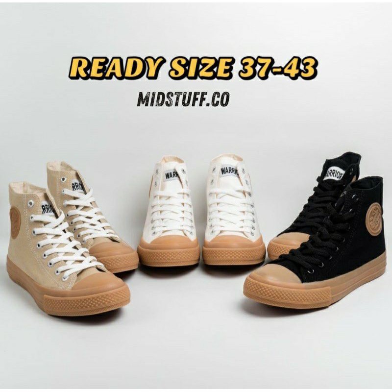 SEPATU WARRIOR NEO SPARTA GUM /WARRIOR GUM HIGH BLACK CREAM WHITE 100%