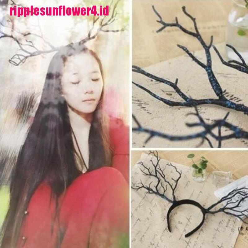 Bando Model Tanduk Rusa Cabang Pohon Gaya Vintage Untuk Aksesoris Halloween