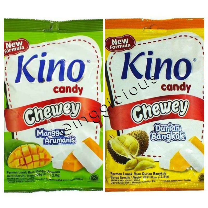 

Permen Kino Chewy lunak - Candy rasa mangga arumanis dan duren bangkok permen mint empuk Kino mint Chewey Candy lunak candy empuk Kino double mint permen kino candy