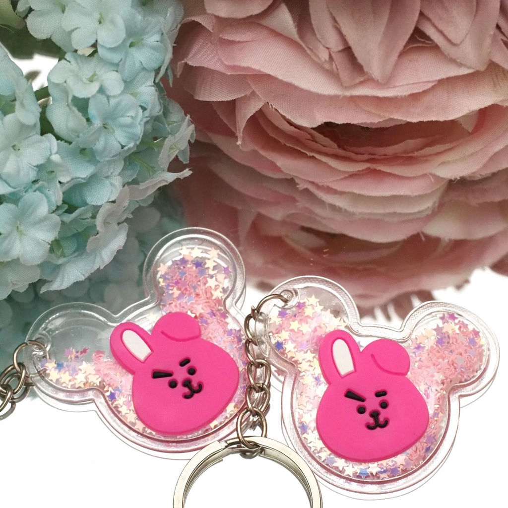 Gantungan Kunci BT21 Glitter Manik Manik Star 3D Karakter Timbul Bubble Bening Lucu Unik Karakter BTS-COOKY