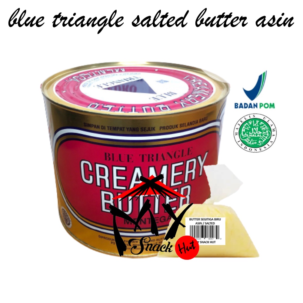 BUTTER SEGITIGA BIRU 100GR - BLUE TRIANGLE PURE CREAMERY IMPORT NEW ZEALAND BUTTER SALTED ASIN HALAL MUI