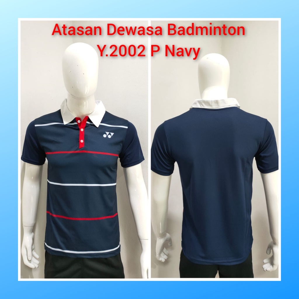 Kaos bulutangkis pria baju badminton atasan olahraga jersy wanita dewasa t-shirt outfit seragam kostum jersey casual suit pakaian jarsey oblong apparel sports jersi sudirman thomas uber cup bulu tangkis Y2002 navy polos