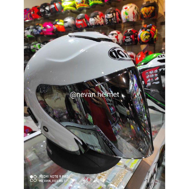 helm kyt kyoto solid paket GANTENG TERMURAH (BISA COD)-White kc silver