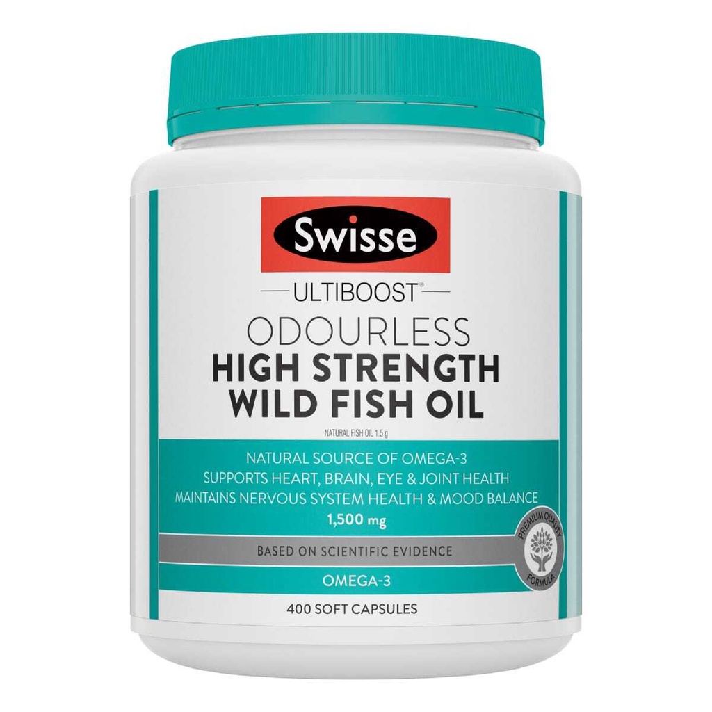 Swisse Odourless High Strength Wild Fish Oil 1500 mg 200 - 400 Capsules
