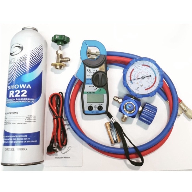 Paket isi refrigerant AC rumah R22 + Tang ampere