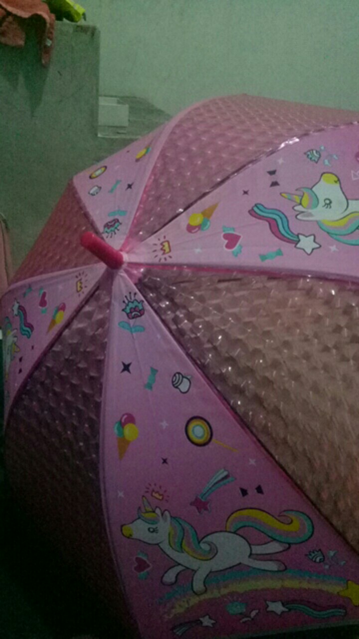 Payung Anak Hologram Karakter Lucu Cewe Cowo Bahan Pvc Plus Pluit