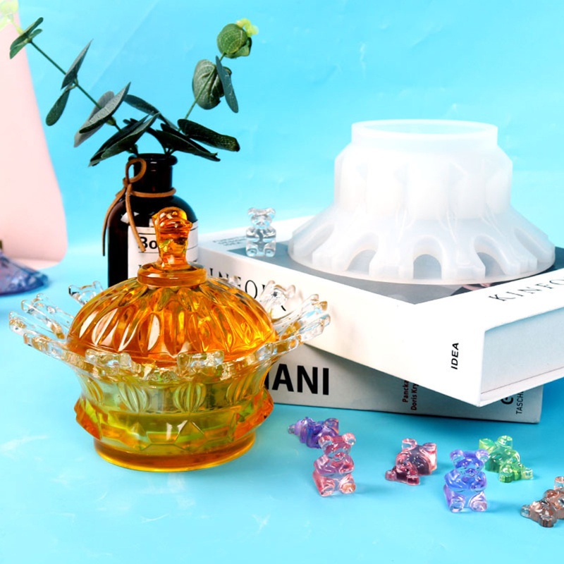 SIY  Crown Storage Box with Lid Jewelry Holder UV Crystal Epoxy Silicone Resin Mold