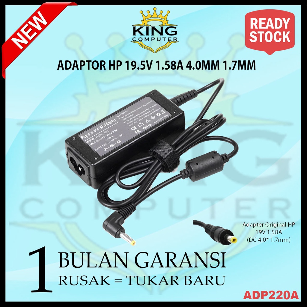 Adaptor Chargeer Laptop HP 19.5V 1.58A Compaq Mini 700 Series Hp Mini 1000 Series Original