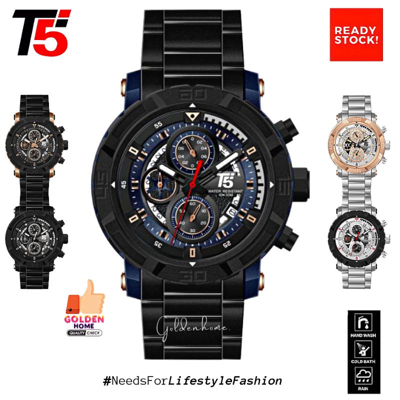 JAM PRIA T5 ORIGINAL 100% H3814 3814 H3814G CHRONOGRAPH  FREE GIFT/HADIAH TAHAN AIR 3ATM BERGARANSI 