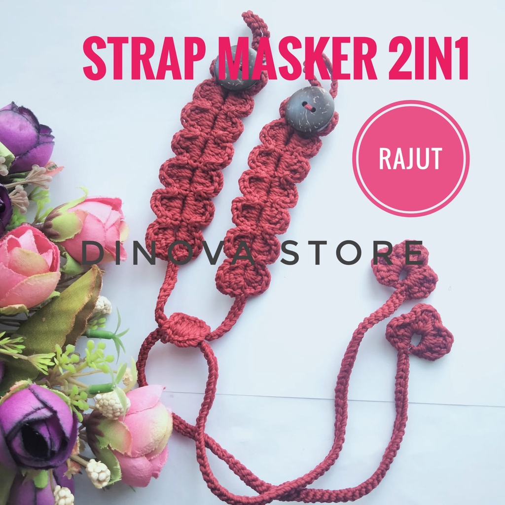 strap masker hijab RAJUT /strap masker hijab/konektor masker/strap masker/strap mask