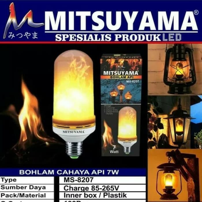 Lampu Led Api Bohlam Lampu Led E27 Flame Effect Mitsuyama MS 8207 A