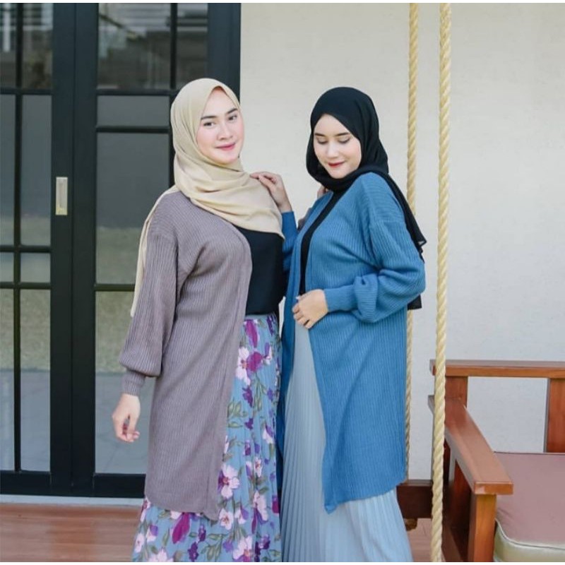 ZAHIRA BALONI LONG CARDY / kardigan rajut panjang / kardigan tangan balon / soft knit
