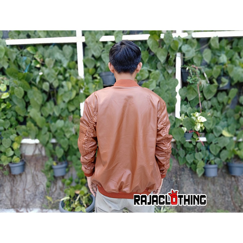 RCL - Jacket Bomber Kulit Orange / Bomber Leather Orange Premium - Jaket Kulit Cowok