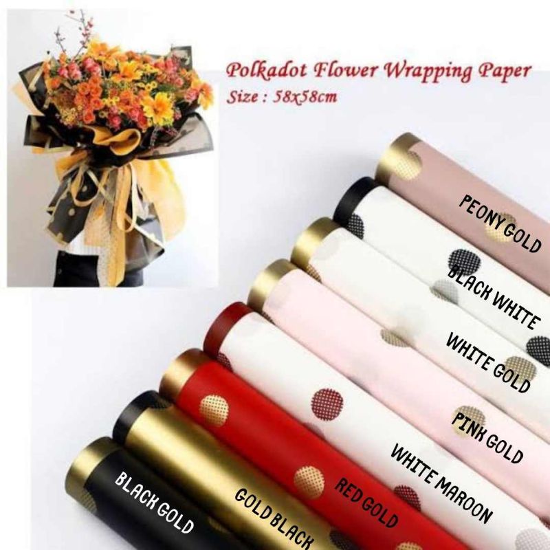 KERTAS BUKET / CELLOPHANE / MOTIF FRAME POLKADOT