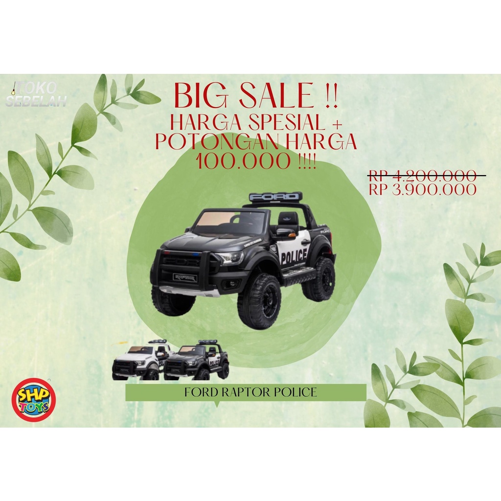 Mainan Mobil Aki Ford Raptor Police F150 Raptor Ban Karet