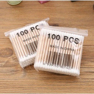 Korek Kuping Bayi isi 200pcs / Pembersih Telinga Anak / Baby Wooden Cotton Buds Eco Friendly / cutton buds isi 200pcs