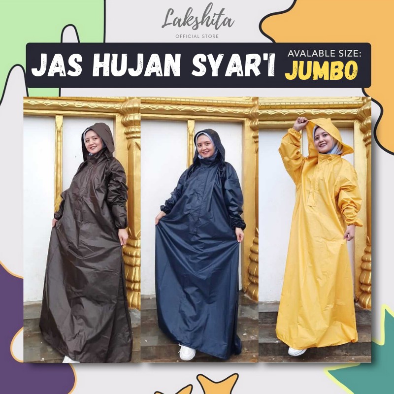 Jas hujan gamis Jumbo, Raincoat Big size syari wanita muslimah