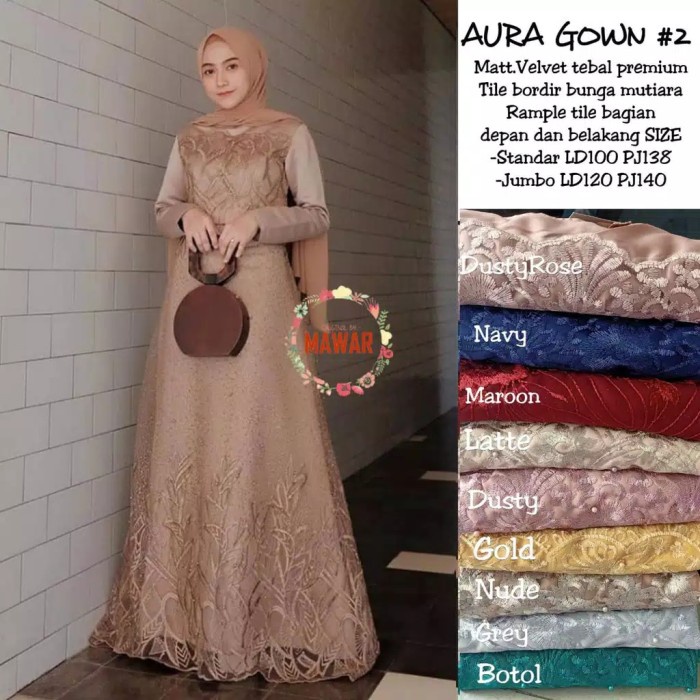 YWF ~ GAMIS AURA MODEL TERBARU BAJU BROKAT WANITA | DRESS KOREAN STYLE | HIJAB FASHION | BAJU LEBARA