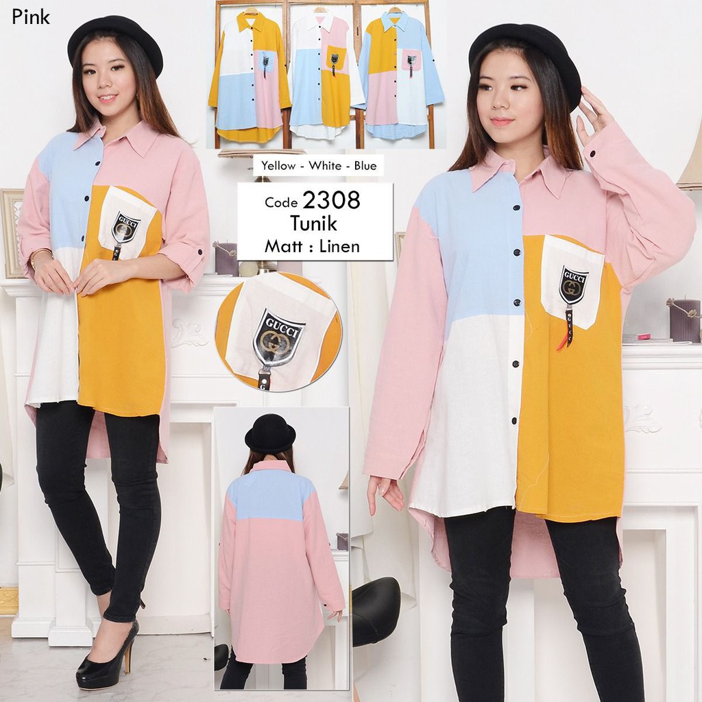 Kemeja Tunic wanita Oversize / Kemeja Tunic keren Multicolour