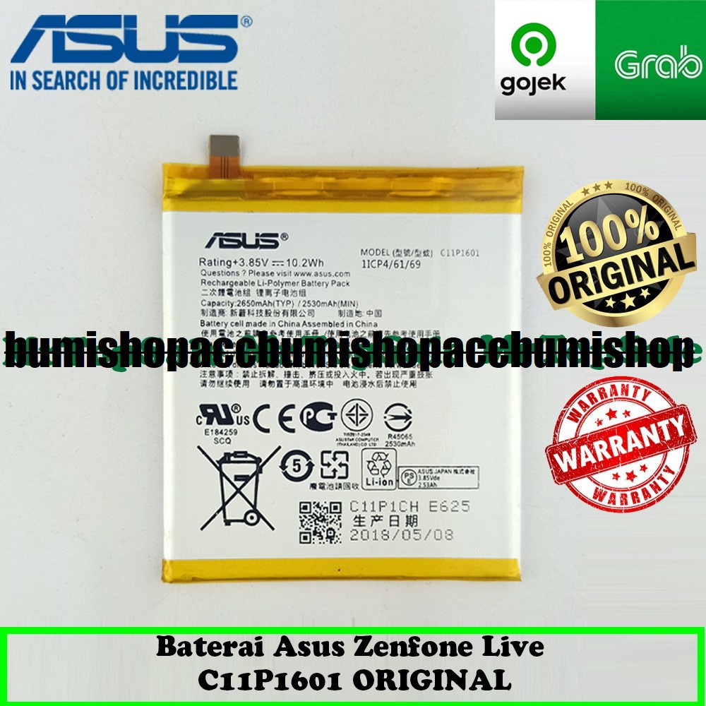 Baterai Asus Zenfone Live / ZE520KL / ZB501KL / A007 / C11P1601 ORIGINAL Batre Battery HP