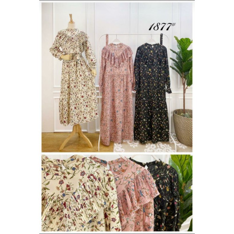 GAMIS PLISKET - nava rimple maxi - gamis import - gamis motif