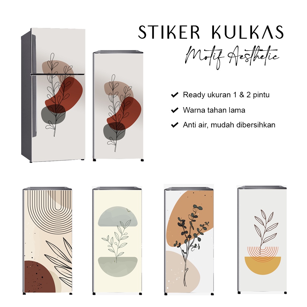 Stiker kulkas 1 pintu dan sticker kulkas 2 pintu wallpaper kulkas full body motif aesthetic abstrak