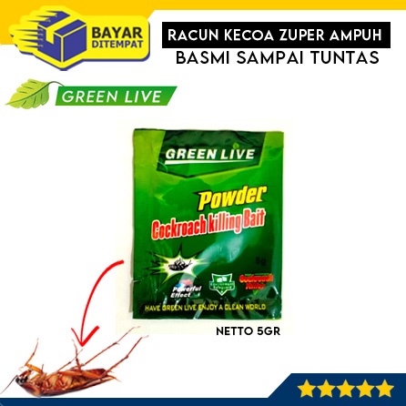 Racun Kecoa GREEN LIVE Bubuk Serbuk Umpan Obat Anti Kecoak Mati Tuntas