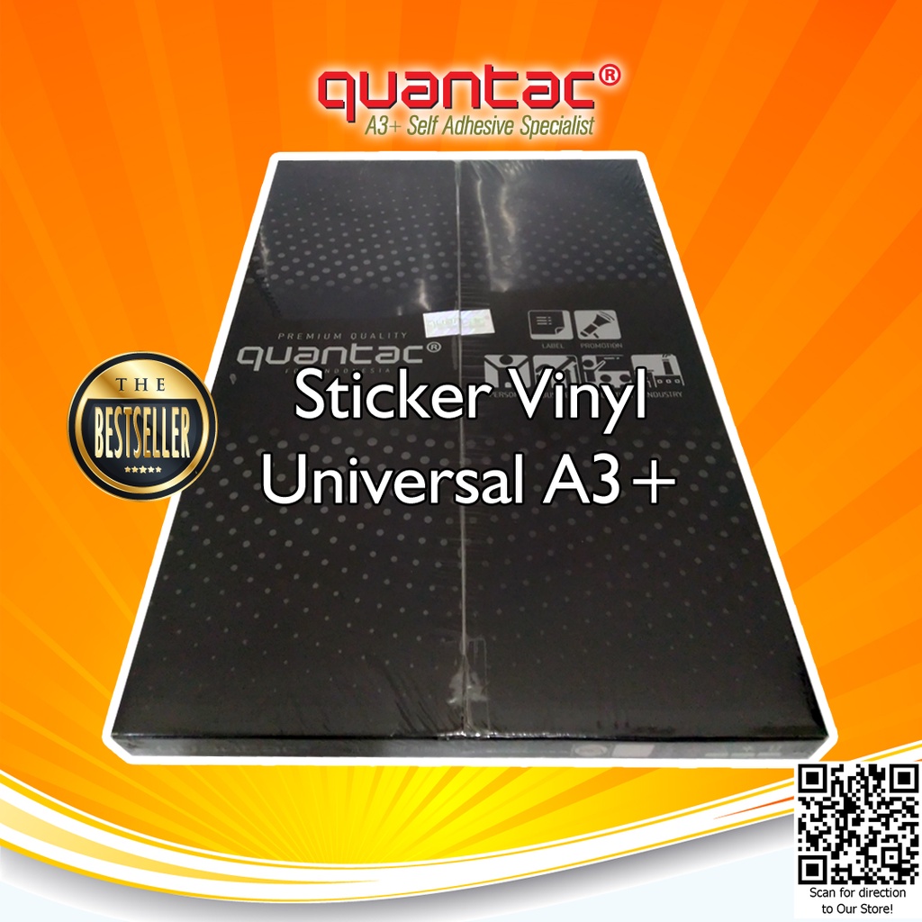 PROMO - QUANTAC UNIVERSAL Sticker Vinyl Digital Print Laser Toner A3+ Stiker Plastik Anti Air Tidak Mudah Sobek - Pack