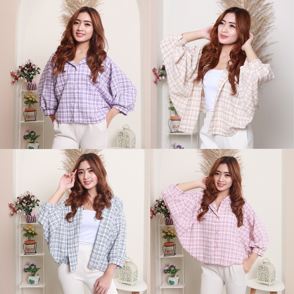 Kemeja Wanita Pastel Elzanteri | kemeja batwing | kemeja crop