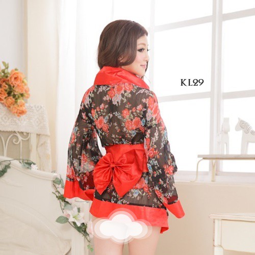 [BISA COD] KIMONO LINGERIE BAJU TIDUR KIMONO WANITA PIYAMA KIMONO MOTIF BUNGA KL29