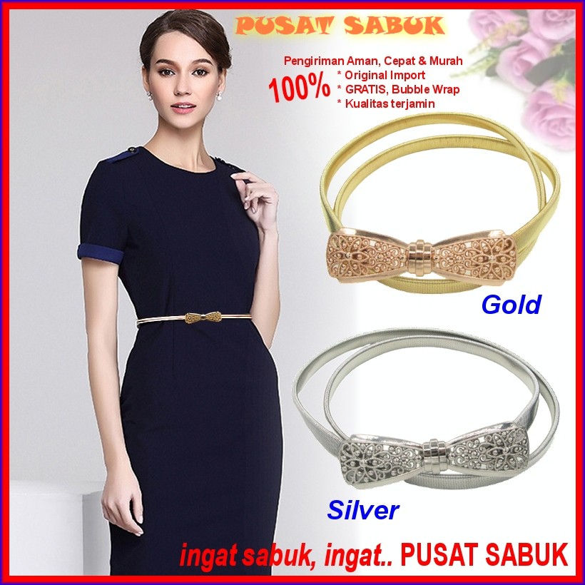 Belt Ikat Pinggang Per Sabuk Wanita Fashion Gesper Korea Cewek Elastis Gasper obi Kupu kekinian mini