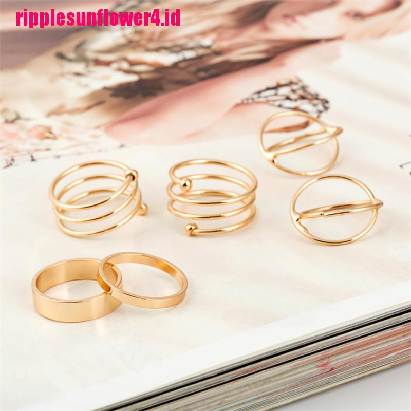 6pcs / Set Cincin Knuckle Bahan Alloy Gaya Punk Unik