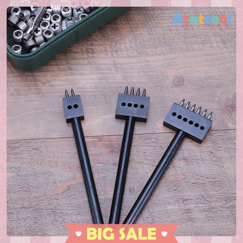 3pcs/Set 5mm Pitch 2 4 6 Prong Hardened Leather Hole Punch Leather Stitch