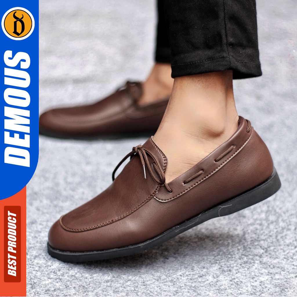 Sepatu Formal Pria Sepatu Casual Pria Kulit Pu Slop Sepatu Pantofel Kerja Kantor Kuliah Kondangan Sepatu Hitam Pria DEMOUS ELDAR