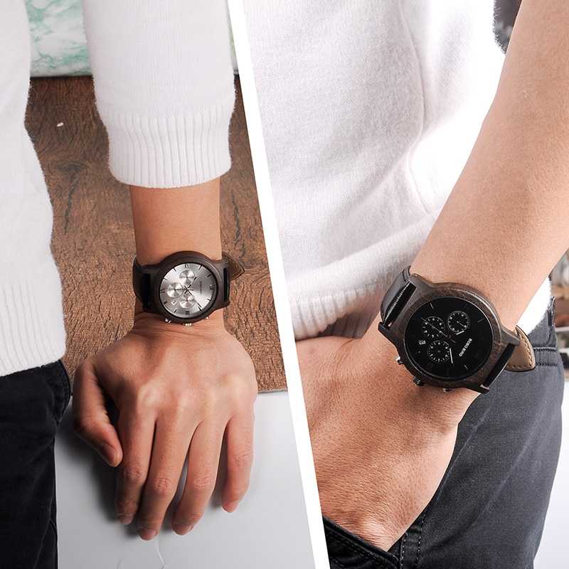 Jam Tangan Kayu Pria Leather Strap BOBO BIRD - WP28