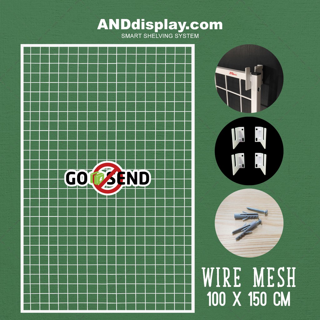 WIREMESH 100x150CM + H5 WALL PUTIH KAWAT RAM DINDING WIRE GRID