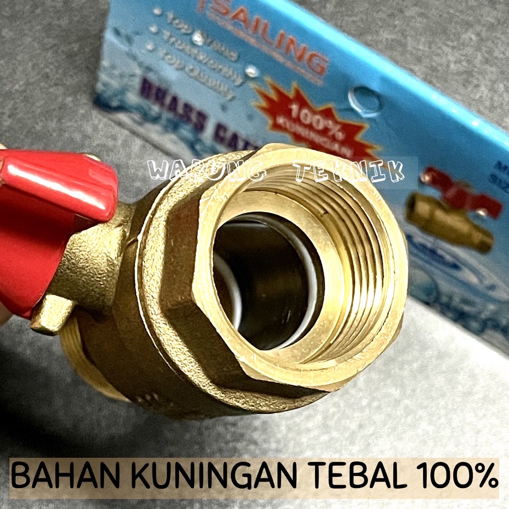 SAILING B1015 BALL VALVE T (MXF) 3/4&quot; 1&quot; - STOP KRAN MODEL T FULL KUNINGAN TEBAL DAN TAHAN LAMA