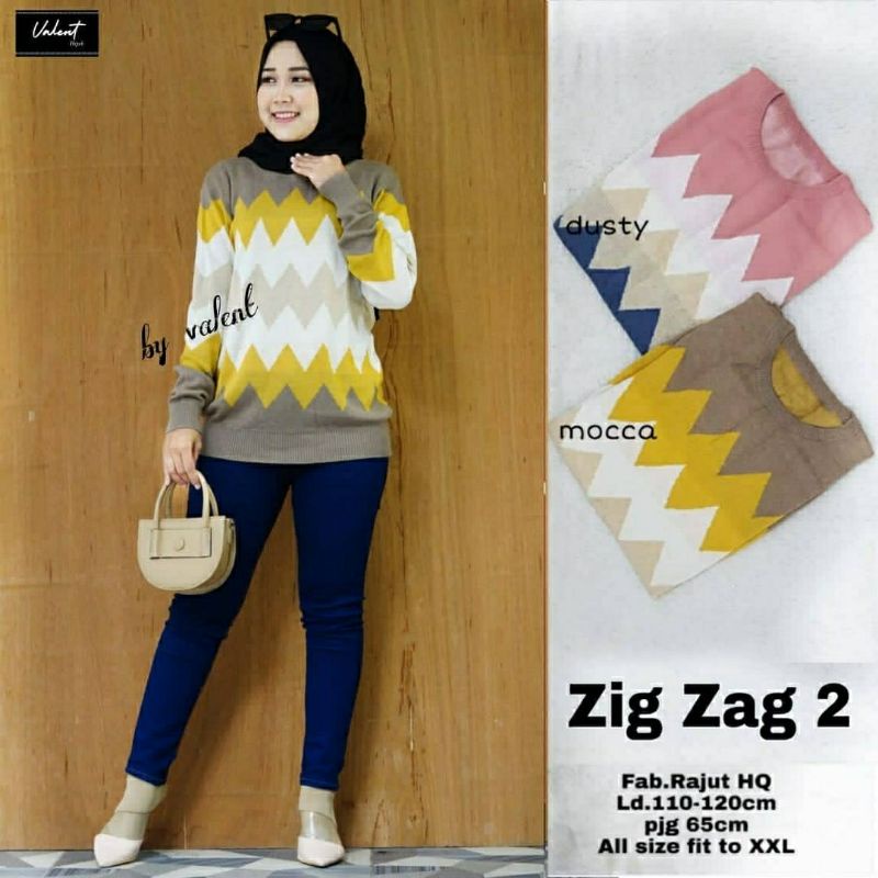 Zig Zag #2 Rajut, ATASAN RAJUT WANITA CANTIK FIT XXXL BAHAN RAJUT PREMIUM LD 110-130 TERMURAH OOTD