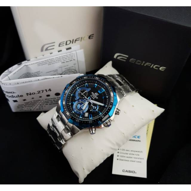 Jam Tangan Casio Edifice Cowok Pria EFR-554D-1A2 EFR554 EFR 554 Silver Biru