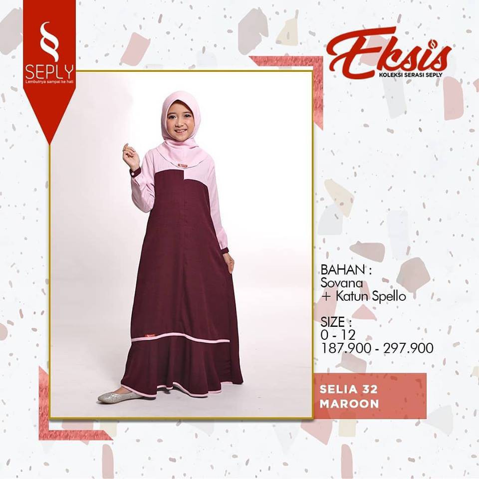 SEPLY | DRESS GAMIS ANAK SELIA 32 MAROON D20P