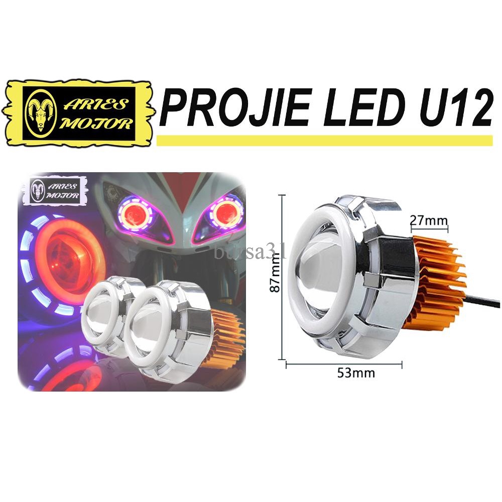 Cuci Gudang LAMPU LED MOTOR MOBIL U12 PROJECTOR HEADLAMP BULAT ANGEL EYE