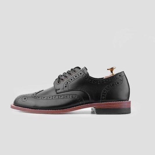 Portee Goods Sepatu Kulit Kerja Pria Derby Wingtip Black