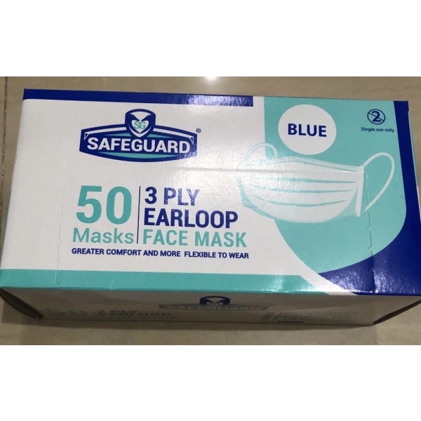 Masker SAFEGUARD Earloop 3ply isi 50 pcs Original