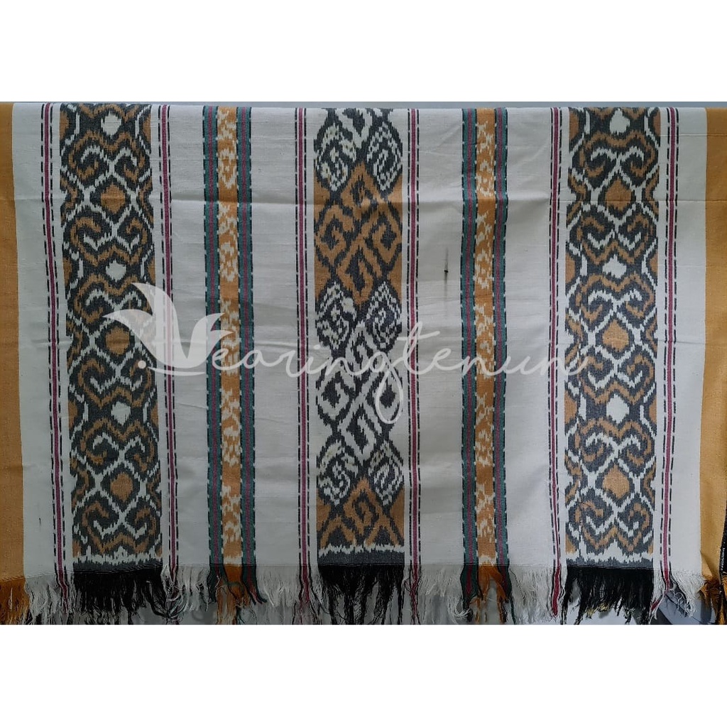 Tenun Blanket / kain tenun murah / kain tenun troso / troso jepara asli (Putih Kuning Abu)