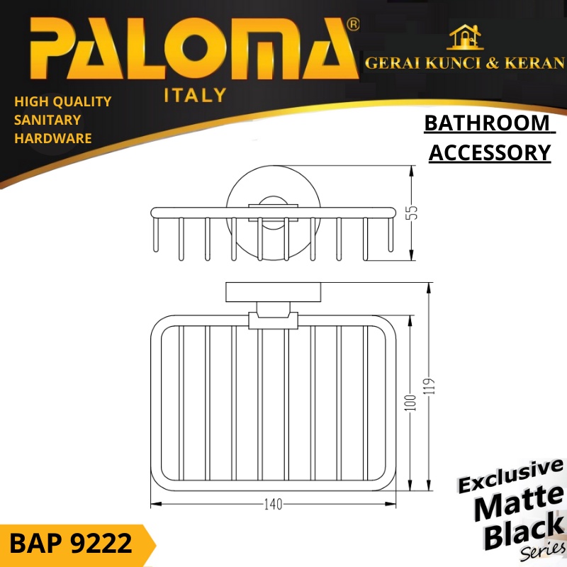 PALOMA BAP 9222 Rak Tempat Sabun Batang Holder Dinding Kamar Mandi