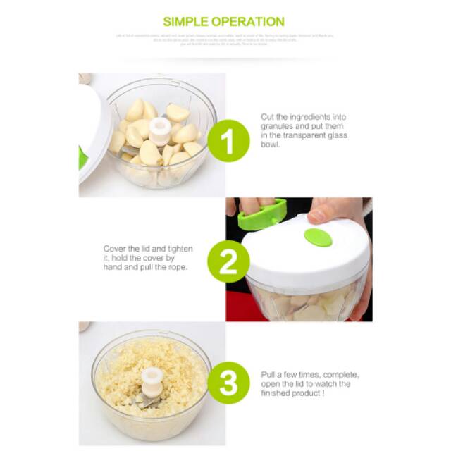 Speedy Chopper Blender Tangan Pemotong Daging Bawang Buah dan Sayuran - Green