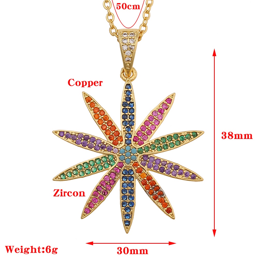 Ornamen tembaga mikro inlay colorful zircon liontin bunga XINGX hip hop kalung malam ornamen untuk w