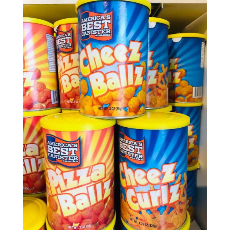 

ABC Cheez Ballz America's Best Canister Cheese Balls Cheez Curlz Pizza Ballz EXP NOVEMBER 2023